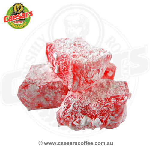 Caesars Coffee Rose Flavoured Turkish Delight dusted in icing sugar Plump Peices